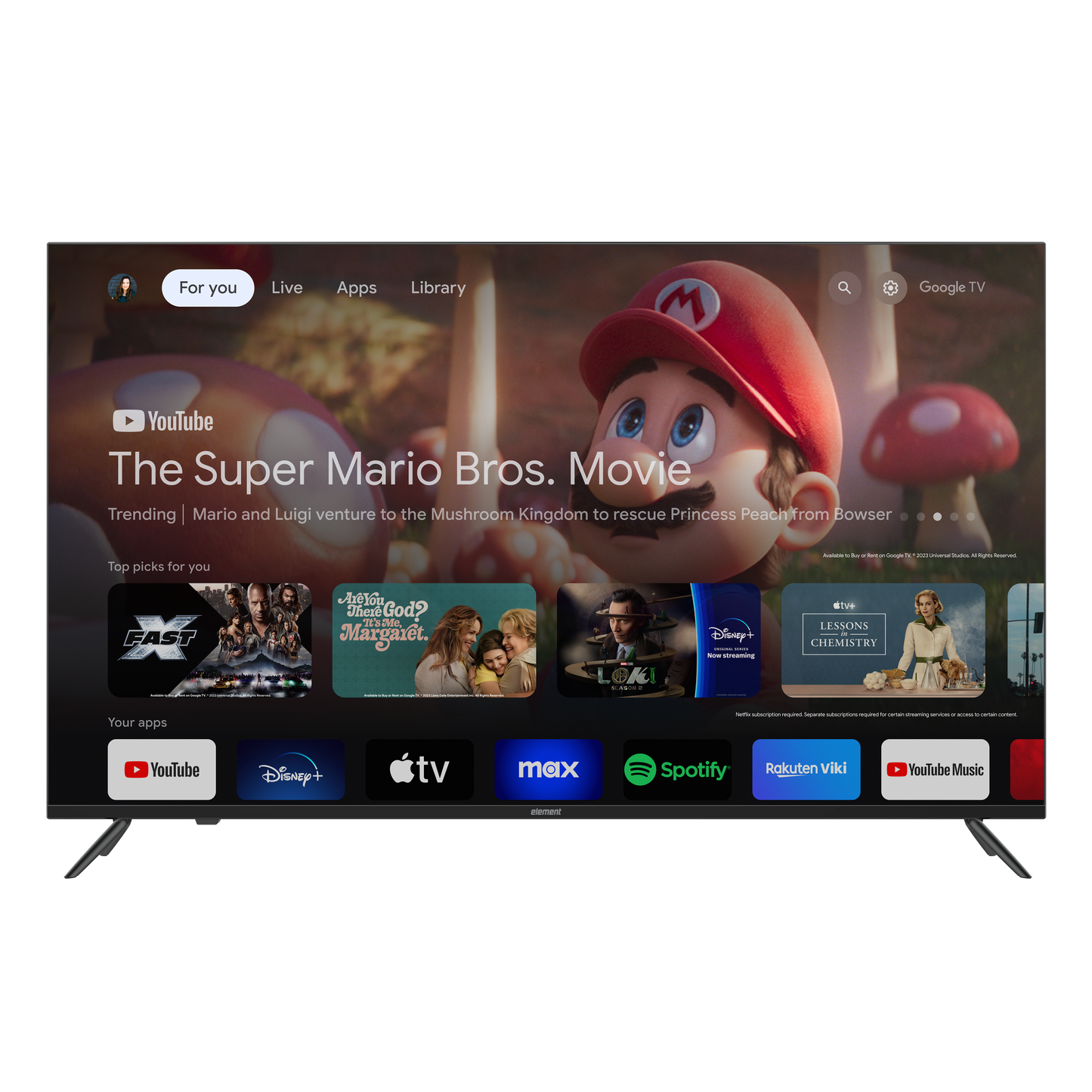 Element 50" 4K UHD HDR Google TV - Frameless